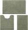 HOMEIDEAS 3 Pieces Bathroom Rugs, Ultra Soft Non Slip Absorbent Chenille Toilet Bath Mat Set (Sage Green.