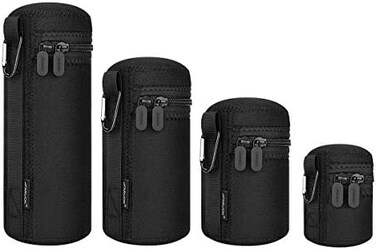 مجموعة حقائب عدسات كاميرا DSLR من ARVOK مقاومة للماء، 4 أحجام لكاميرات Nikon وTamron وSigma وPentax وSony وOlympus وPanasonic وغيرها (أسود).