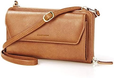 nuoku Womens RFID Wallet Purse Wristlet Crossbody Clutch with Zip Around 2 Strap.