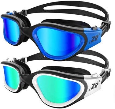ZIONOR Swimming Goggles, 2 Packs G1 Polarized Swim Goggles UV Protection Watertight Anti-fog Adjustable Strap for Adult Men and Women (BlackBlueWhiteGold.