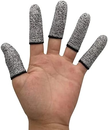 JADE KIT 12 PCS Finger Cots Cut Resistant Protector, Finger Covers for Cuts, Gloves Life Extender, Cut Resistant Finger Protectors for Kitchen, Work, Sculpture, Anti-Slip, Reusable.