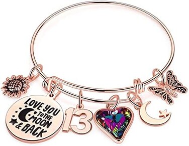 Ursteel Birthday Gifts for Women Girls Bracelet, Birthday Charm Bracelets 10th 20th 30th 40th 50th 60th 70th 80th 90th Birthday Gift for 13 Years Old Daughter, Sister, Friend, Teen Girls, Mom, Grandma