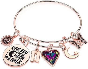 Ursteel Birthday Gifts for Women Girls Bracelet, Birthday Charm Bracelets 10th 20th 30th 40th 50th 60th 70th 80th 90th Birthday Gift for Daughter, Sister, Friend, Teen Girls, Mom, Grandma, 11 inch, Me