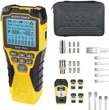 Klein Tools VDV501-853 Coaxial Cable Tester, Scout Pro 3 with Test-n-Map Remote, Includes Remotes2 -6, Tests Voice, Data and Video Cable.