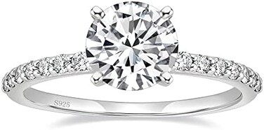 EAMTI 925 Sterling Silver 1. 25 CT Round Solitaire Cubic Zirconia Engagement Ring Halo Promise Ring Size 4-11. 5.
