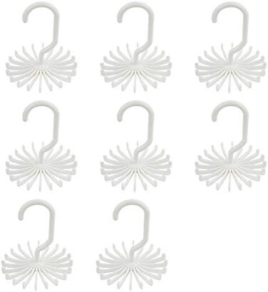 AUEAR, 8 Pack 360 Degree Rotating Scarf Hanger 20 Hooks Twirl Plastic Ties for Women Men Home Bedroom Supplies (White.