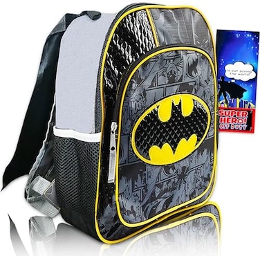 BATMAN Batman Backpack for Preschool Toddlers ~ Deluxe 12" Mini Backpack for Boys Kids (Batman School Supplies Bundle.