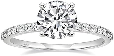 EAMTI 925 Sterling Silver 1. 25 CT Round Solitaire Cubic Zirconia Engagement Ring Halo Promise Ring Size 4-11. 5.