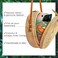 Novum Crafts Round Rattan Bag for Women - Handmade Straw Bags - Wicker Purse - Brown White Circle Crossbody Boho Bags.