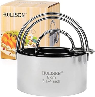 HULISEN Biscuit Cutter Set (3 Pieces/Set, Stainless Steel Round Cookies Cutter with Handle, Professional Baking Dough Tools (Round.