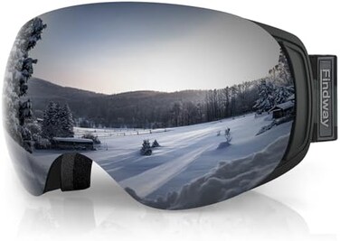 Findway Skibrille fr Brillentrger Herren Damen,Snowboardbrille mit Magnetischen Wechselglsern,Snowboard Brille Magnet Brillentrger Polarisierend OTG,Anti Fog, Allwetter Verspiegelt Skibrille.