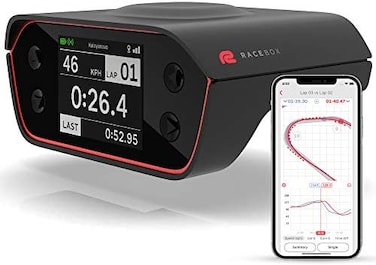 جهاز قياس الأداء الرسمي RACEBOX 10Hz GPS مع تطبيق جوال - مؤقت لفات السيارة ومقياس السحب - مسجل بيانات مقياس التسارع للسباقات.