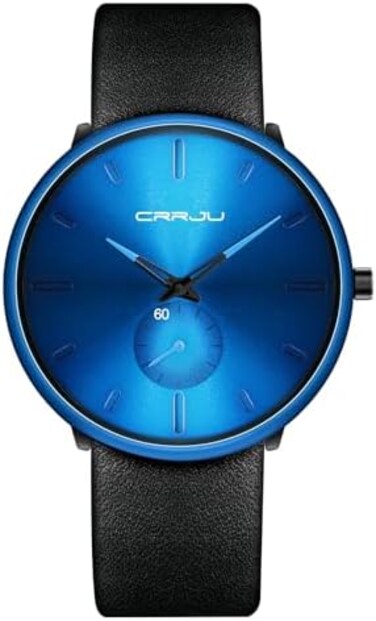 FIZILI Mens Watches Ultra-Thin Minimalist Waterproof-Fashion Wrist Watch for Men Unisex Dress with Leather Band.