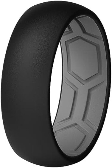 ThunderFit Men Breathable Air Grooves Silicone Wedding Rings, Rubber Engagement Bands 7. 8mm Wide 1. 8mm Thick - 1/2/3/4/6/7 Variety Multipack.