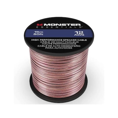 Monster XP Copper Clad Aluminum (CCASpeaker Wire 12 Gauge Cable 50 FT Spool - Ideal for Home Cinema Cables and Car Audio Cable.