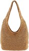 CHIC DIARY Womens Handwoven Straw Shoulder Bag Large Summer Beach Handles Handbag Tote with Zipper.