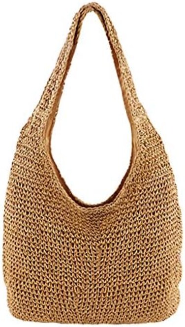 CHIC DIARY Womens Handwoven Straw Shoulder Bag Large Summer Beach Handles Handbag Tote with Zipper.
