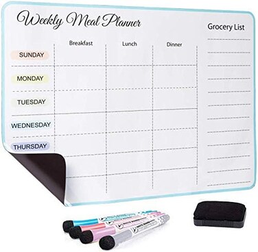 Yuc 15x11 inch Menu Board for Kitchen - Weekly Meal Planner Magnetic - Weekly Menu Board - Meal Plan - Menu Planner for Fridge - Fridge Menu Magnet.