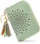 APHISON RFID Credit Card Holder Zipper Card Case Keychain Small Wallet for Women, 0-5GREEN（single zip, Modern.