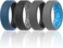 ThunderFit Men Breathable Air Grooves Silicone Wedding Ring Wedding Bands - 7 Rings / 4 Rings / 1 Ring.