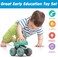 MOONTOY Toy Cars for 1 2 3 Year Old Boys, 3 Pack Friction Powered Cars Pull Back Toy Cars Set - Bull Truck, Leopard Truck, Crocodile Trucks, Push and Go Toy Cars for Toddler Boys Baby Gift.