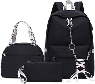 Hey Yoo School Backpack for Girls Women Children Kids Backpack School Bag Bookbag Set with Lunch Bag for Teen Girl.