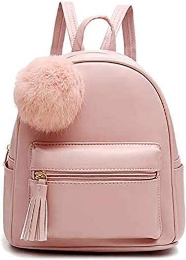 IHAYNER Mini Backpack Purse for Girls Teens Women Purses PU Leather Pom Backpack Shoulder Bag with Charm Tassel.