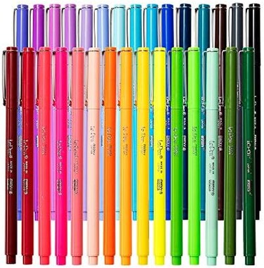مجموعة أقلام UCHIDA Le Pens متعددة الألوان، أقلام برأس رفيع 0.3 مم، حبر مقاوم للتلطخ، جميع الألوان الأساسية والنيون والباستيل 30 لونًا.