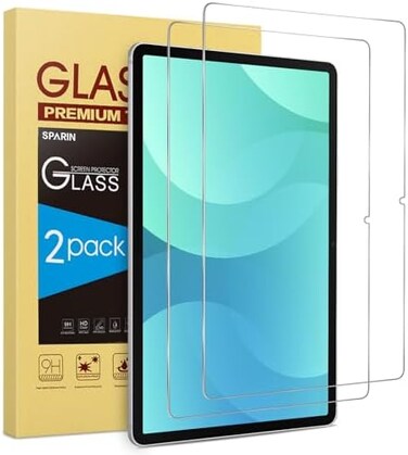 واقي شاشة SPARIN عبوة من قطعتين لجهاز Samsung Galaxy Tab S9 FE 5G (10.9 بوصة) Galaxy Tab S9/ S8/ S7 (11 بوصة)، زجاج مقوى متوافق مع قلم S Pen، مقاوم للخدوش.