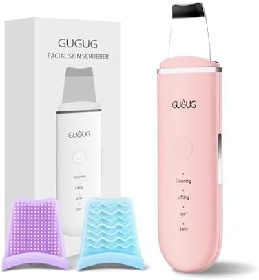 GUGUG Skin Scrubber Face Spatula - Skin Spatula Blackhead Remover Pore Cleaner with 4 Modes, Skin Care Tools-Pink.
