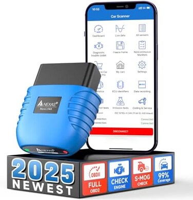 NEXAS NexLINK Bluetooth OBD2 Scanner for Car - Check Engine Light Code Reader with Live DataPerformance Test, Wireless Diagnostic Scan Tool with Resets for All US Vehicles, Works with iOS/Android.