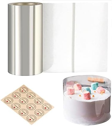 Cyimi Cake Collars 6 x 394inch, Transparent Cake Rolls, Acetate Rolls Cake Collar Clear Strips, Mousse Collars for Chocolate Mousse Baking Cake Decorating, Stickers Included.