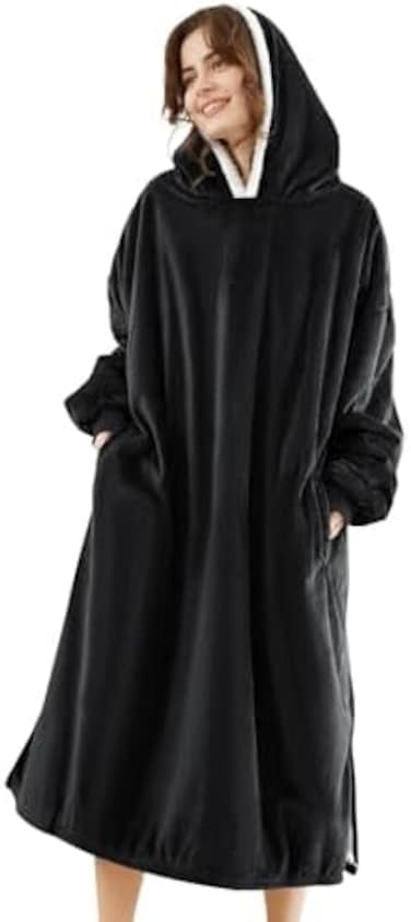 LetsFunny Blanket Hoodie,Oversized Wearable Sherpa Fleece Blanket Sweatshirt,Super Soft Warm Cozy with Giant Pocket.