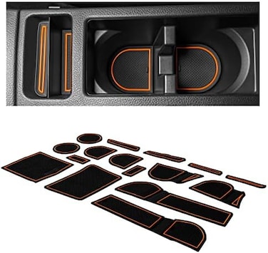 CupHolderHero fits Subaru Crosstrek 2013-2017 and Subaru Impreza 2012-2016 Accessories Premium Custom Interior Non-Slip Anti Dust Cup Holder Inserts, Center Console Liner Mats 22pc Set (Orange Trim.