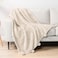 PAVILIA Cream Sherpa Throw Blanket for Couch, Pom PomFluffy Plush Soft Blanket for Sofa BedShaggy Warm Fuzzy Fleece BlanketCozy Decorative Beige Ivory Pompom Throw, 50x60.