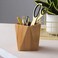 YOSCO Bamboo Wood Pen Holder Stand for Desk Geometric Pencil Cup Pot Cute Desktop Office Supplies for Kids, Makeup Brushes Organizer (Bamboo.