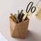 YOSCO Bamboo Wood Pen Holder Stand for Desk Geometric Pencil Cup Pot Cute Desktop Office Supplies for Kids, Makeup Brushes Organizer (Bamboo.