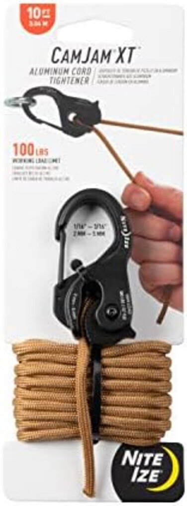 Nite Ize CamJam XT Aluminum Tie Down Rope Tightener With Carabiner Clip.