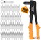BEETRO Heavy Duty Hand Riveter, Rivet Gun, 3/32"-1/8"-5/32"-3/16", 4 Nosepieces Set Includes 100pcs Rivets, Durable and Suitable for Metal, Plastic and Leather.