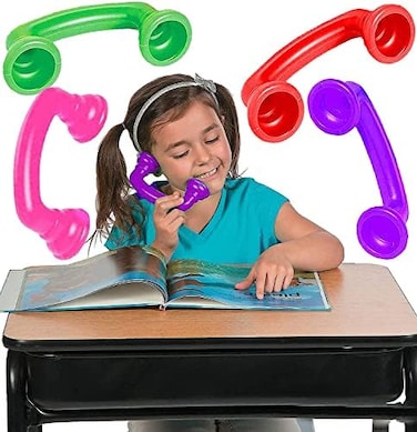4E's Novelty Whisper Phones for Reading [4 Pack] Auditory Feedback, Hear Myself Sound Phone - Accelerate Reading Fluency, ComprehensionPronunciation - Speech Therapy Materials Toys by.