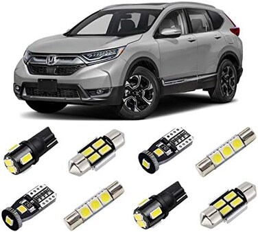 طقم إضاءة LED داخلية بيضاء من BRISHINE لهوندا CR-V موديلات 2013 2014 2015 2016 2017 2018 2019 2020 2021، مصابيح LED داخلية فائقة السطوع 6000K، تتضمن مصابيح لوحة الترخيص وأداة التركيب.