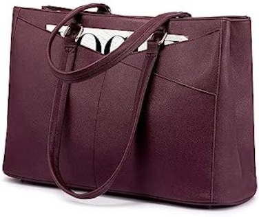 LOVEVOOK Laptop Bag for Women 15. 6 Inch Tote Bags Waterproof Leather Briefcase Computer Women Business Office Work Bag.