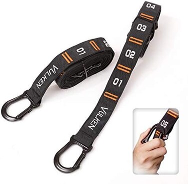 Vulken Adjustable Numbered Straps for Gymnastic Rings Carabiners Quick Hook System Easy to Set Up One Pair ly.