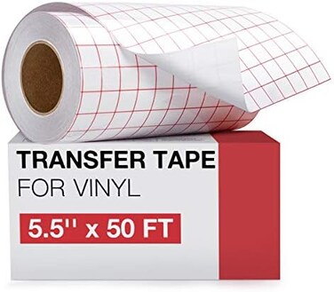 HTVRONT Transfer Tape for Vinyl- 5. 5" x 50 FT w/Red Alignment Grid Cricut Joy and Adhesive Vinyl, Silhouette Cameo Paper Vinyl Decals,Signs, Windows, Stickers.