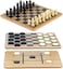 Regal Games Reversible Wooden Board for Chess, CheckersTic-Tac-Toe - 24 Interlocking Wooden Checkers and 32 Standard Chess Pieces - for Age 8 to Adult for Family Fun.