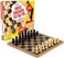 Regal Games Reversible Wooden Board for Chess, CheckersTic-Tac-Toe - 24 Interlocking Wooden Checkers and 32 Standard Chess Pieces - for Age 8 to Adult for Family Fun.