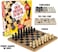 Regal Games Reversible Wooden Board for Chess, CheckersTic-Tac-Toe - 24 Interlocking Wooden Checkers and 32 Standard Chess Pieces - for Age 8 to Adult for Family Fun.