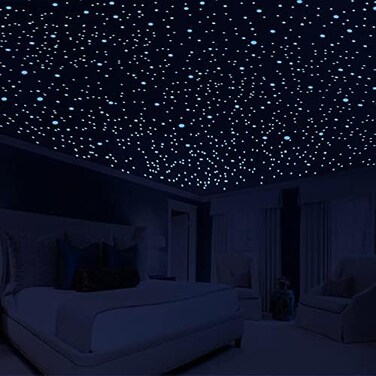 Neasyth 808 PCS Glow in The Dark Stars for Ceiling, Glowing Wall Decals Decor Stickers,(404 Pcs Green and 404 Sky Blue3D Adhesive Dots Decor Starry Sky Decor for Kids Bedroom or Birthday Gift.