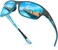 KUGUAOK Polarized Sports Sunglasses for Men Driving Cycling Fishing Sun Glasses 100% UV Protection Goggles, Blue Mirror, 1.