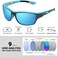 KUGUAOK Polarized Sports Sunglasses for Men Driving Cycling Fishing Sun Glasses 100% UV Protection Goggles, Blue Mirror, 1.